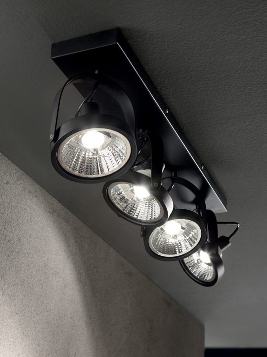 IDEAL LUX plafonjera GLIM PL4 NERO - 200255