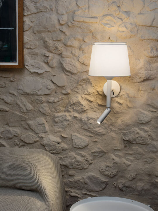 FARO SAVOY Bela/bela zidna lampa sa čitačem - 20302-92