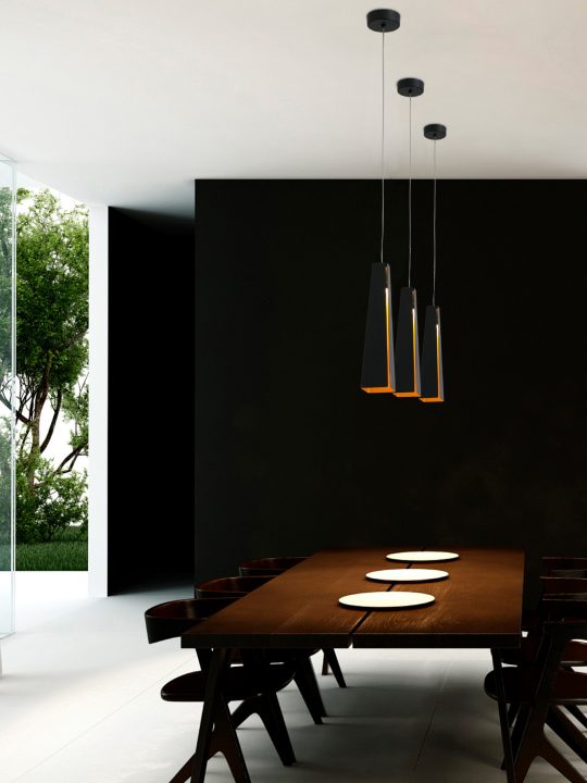 FARO PLUMA Crno-zlatna privesna lampa - 64172